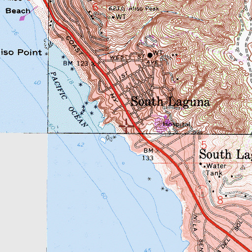 Topographic Map of South Laguna, CA