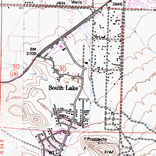 Topographic Map of South Lake, CA