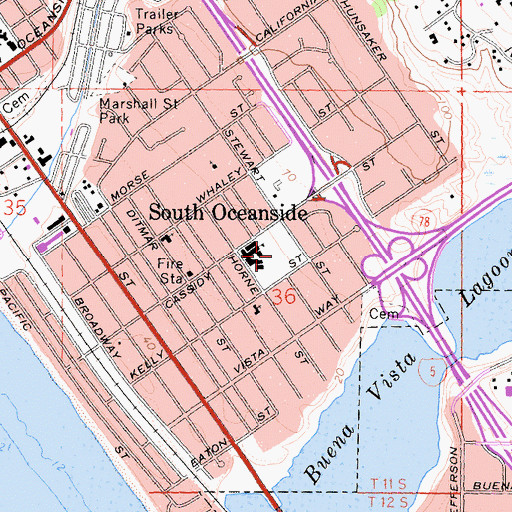 Topographic Map of South Oceanside, CA