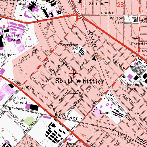 Topographic Map of South Whittier, CA