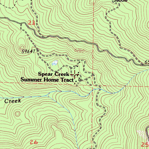 Topographic Map of Spear Creek Summer Home Tract, CA