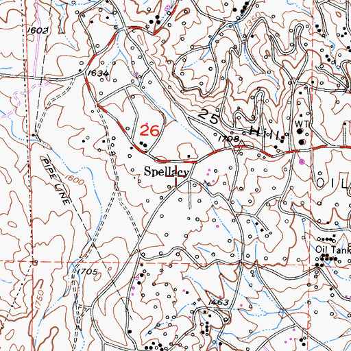 Topographic Map of Spellacy, CA