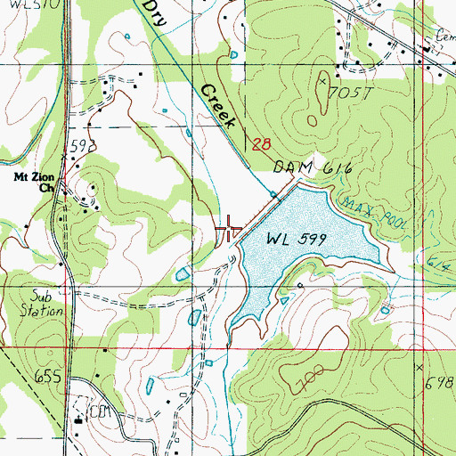 Topographic Map of Chinnabee Post Office (historical), AL