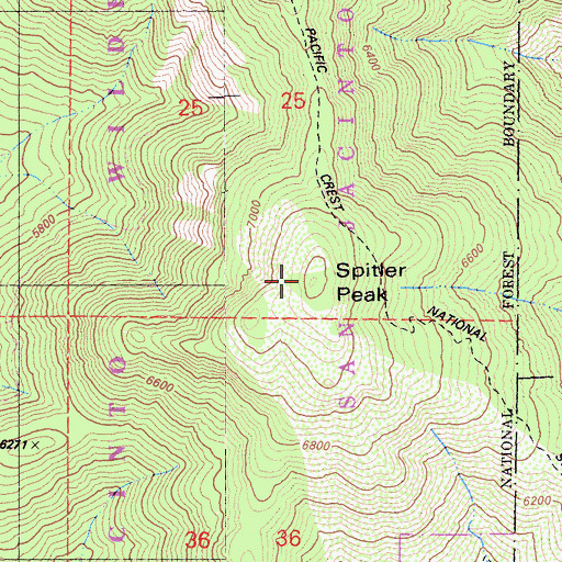 Topographic Map of Spitler Peak, CA
