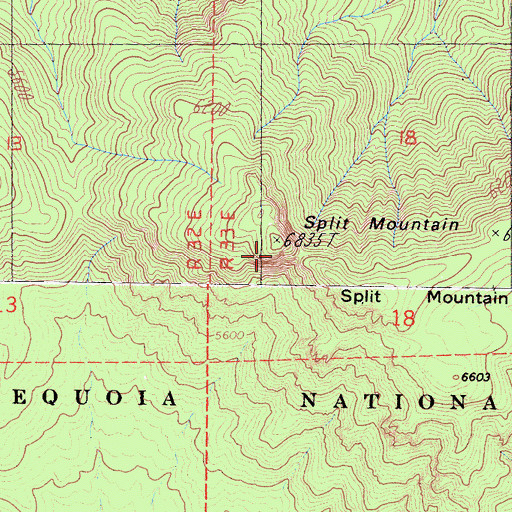 Topographic Map of Split Mountain, CA