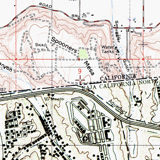 Topographic Map of Spooners Mesa, CA