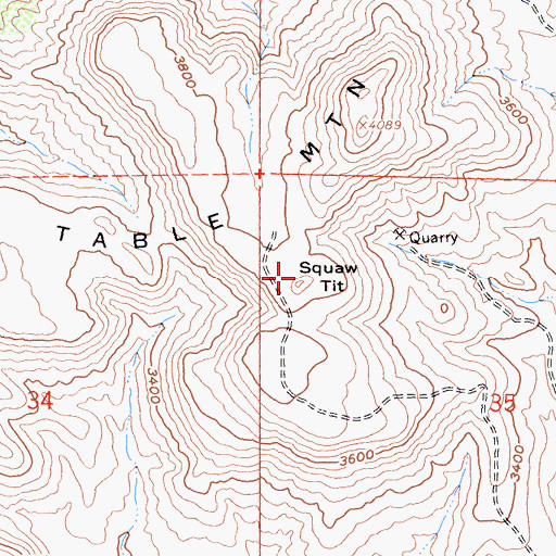 Topographic Map of Squaw Tit, CA