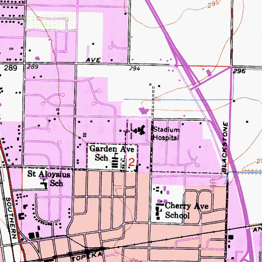 Topographic Map of Tulare Regional Medical Center, CA