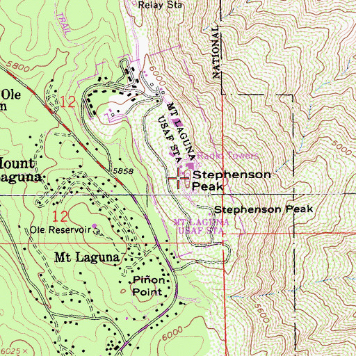 Topographic Map of Stephenson Peak, CA