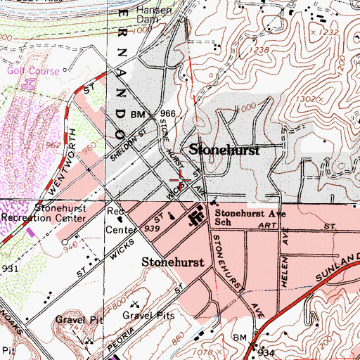 Topographic Map of Stonehurst, CA