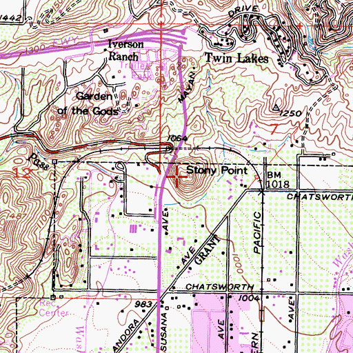 Topographic Map of Stony Point, CA