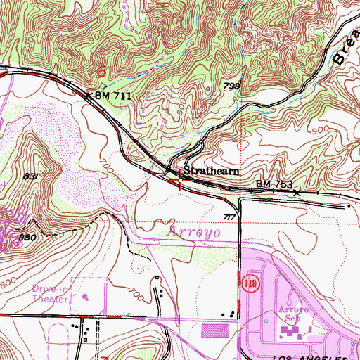 Topographic Map of Strathearn, CA