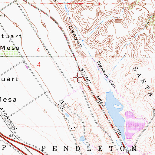 Topographic Map of Stuart Mesa, CA