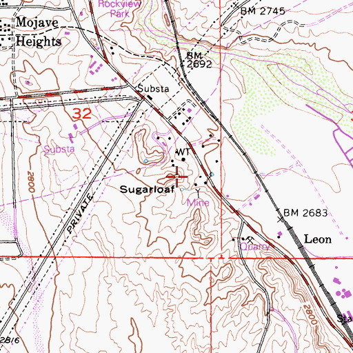 Topographic Map of Sugarloaf, CA