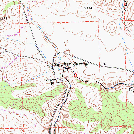 Topographic Map of Sulphur Springs, CA