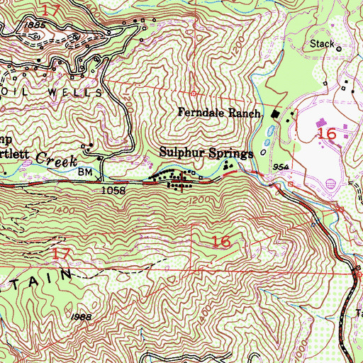 Topographic Map of Sulphur Springs, CA