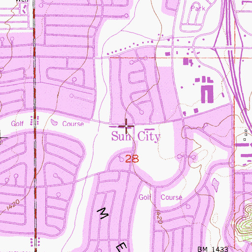 Topographic Map of Sun City, CA