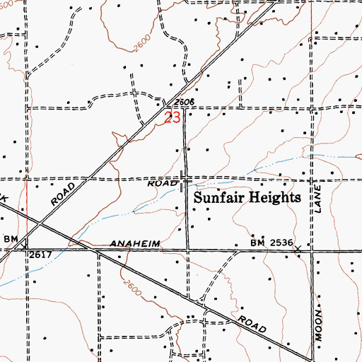 Topographic Map of Sunfair Heights, CA