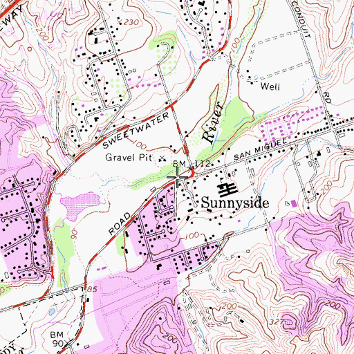 Topographic Map of Sunnyside, CA