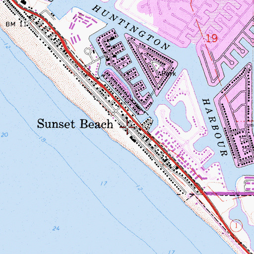 Topographic Map of Sunset Beach, CA