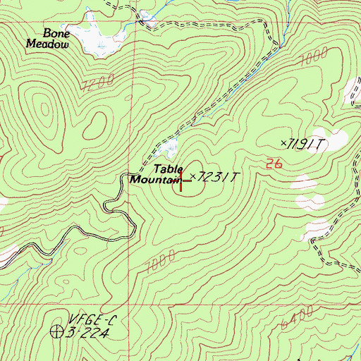 Topographic Map of Table Mountain, CA