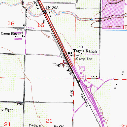 Topographic Map of Tagus, CA