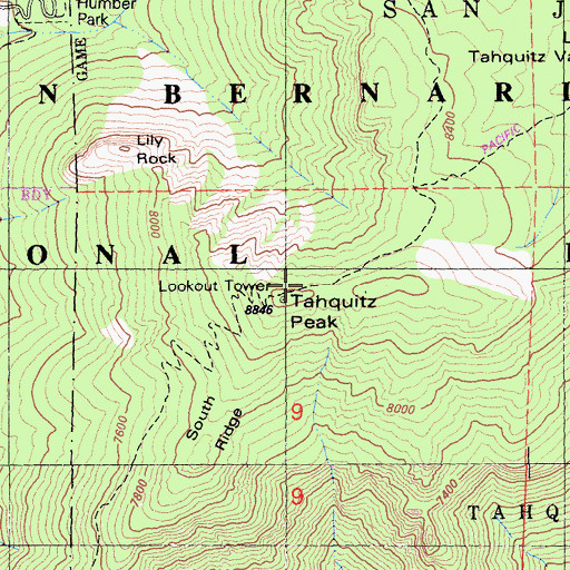 Topographic Map of Tahquitz Peak, CA