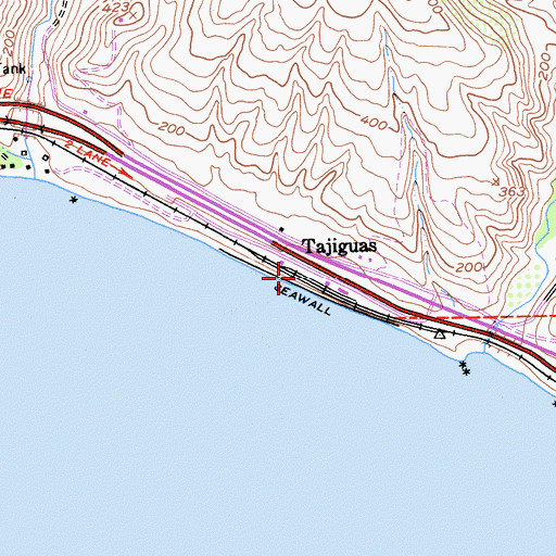 Topographic Map of Tajiguas, CA