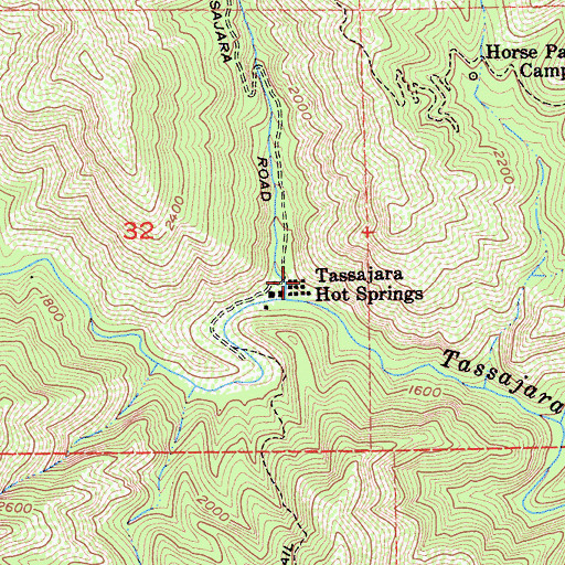 Topographic Map of Tassajara Hot Springs, CA