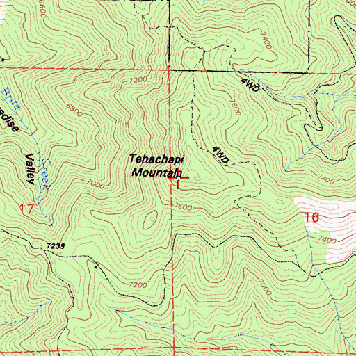 Topographic Map of Tehachapi Mountain, CA