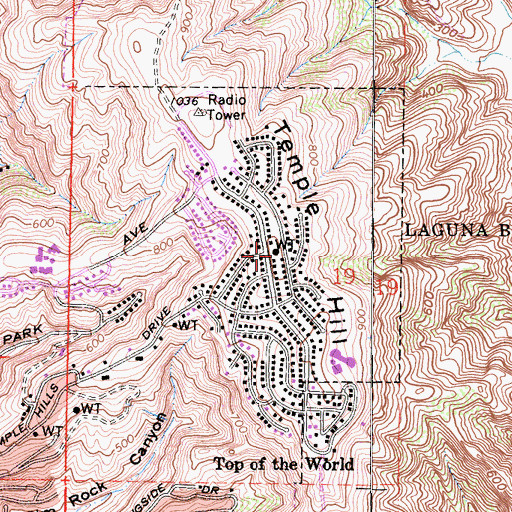 Topographic Map of Temple Hill, CA