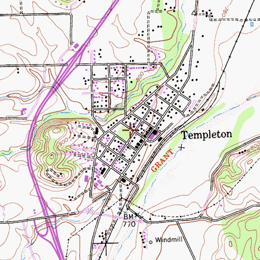 Topographic Map of Templeton, CA