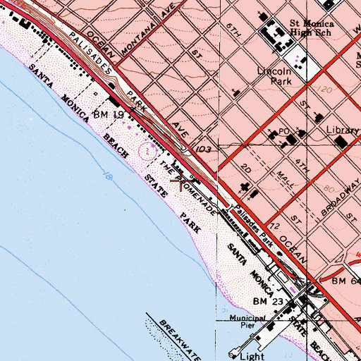 Topographic Map of The Promenade, CA