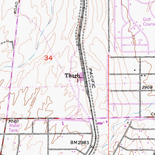 Topographic Map of Thorn, CA