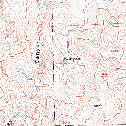 Topographic Map of Todd Place, CA
