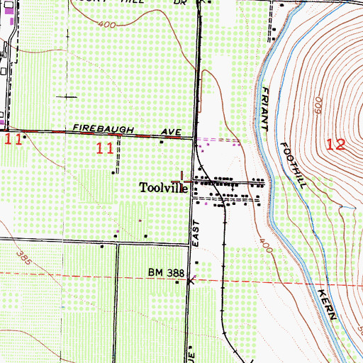 Topographic Map of Toolville, CA