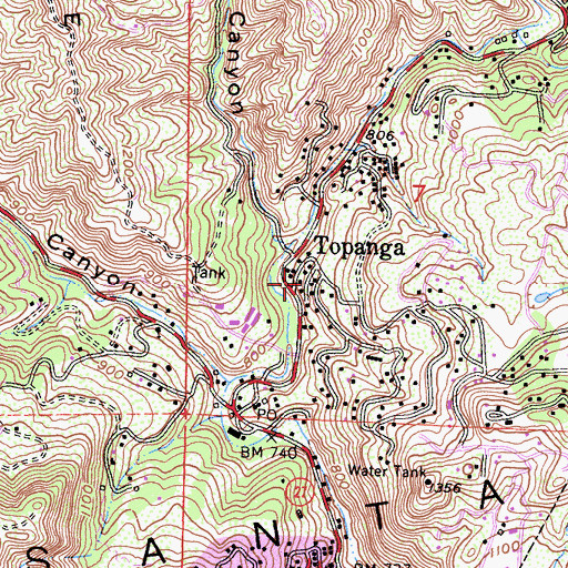 Topographic Map of Topanga, CA