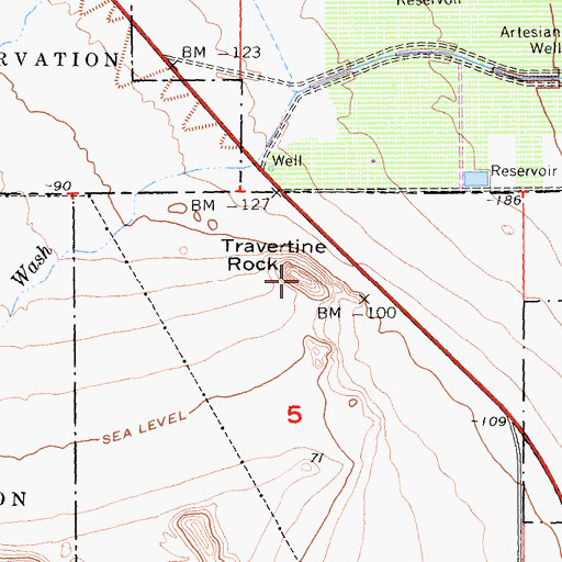 Topographic Map of Travertine Rock, CA