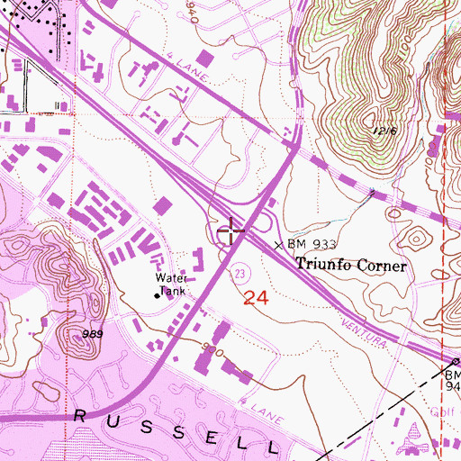 Topographic Map of Triunfo Corner, CA