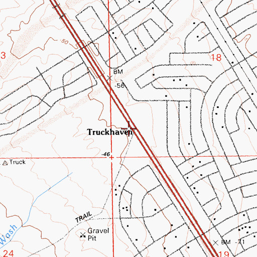 Topographic Map of Truckhaven, CA
