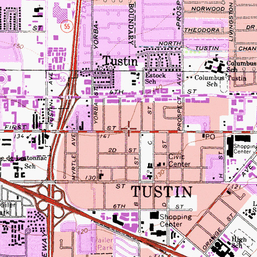 Topographic Map of Tustin, CA