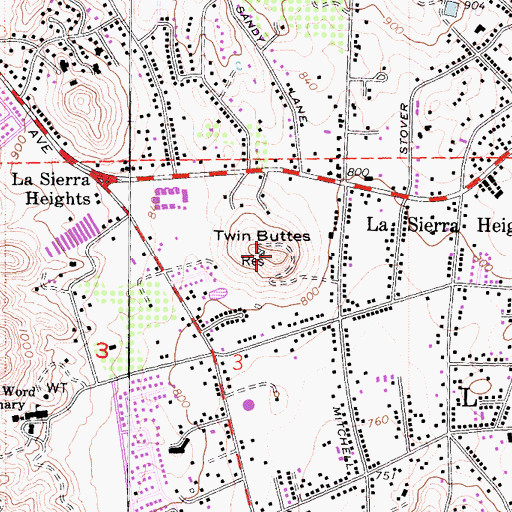 Topographic Map of Twin Buttes, CA