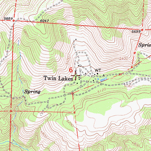 Topographic Map of Twin Lakes, CA
