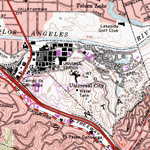 Topographic Map of Universal City, CA