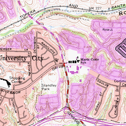 Topographic Map of University City, CA