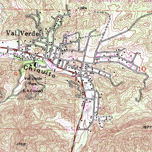 Topographic Map of Val Verde, CA