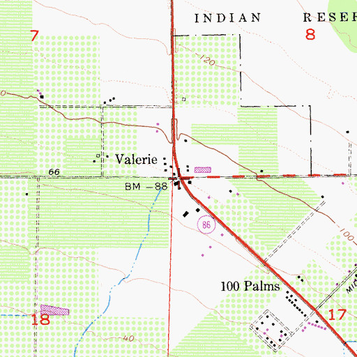 Topographic Map of Valerie, CA