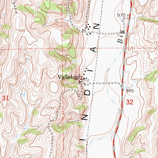 Topographic Map of Valleton, CA