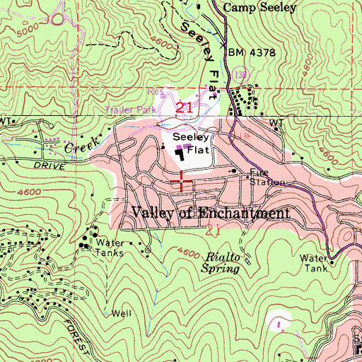 Topographic Map of Valley of Enchantment, CA
