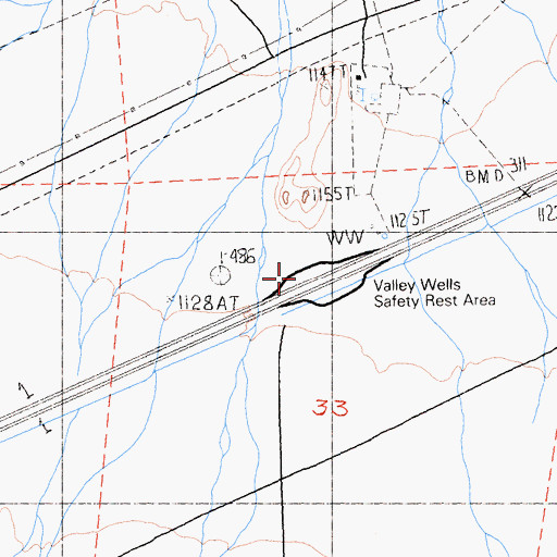 Topographic Map of Valley Wells Station, CA